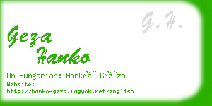 geza hanko business card